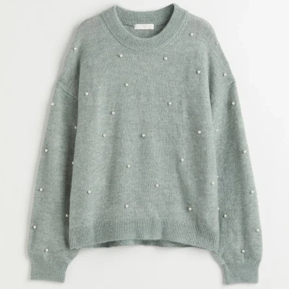 NWT H&M Green Beaded Sweater XXL